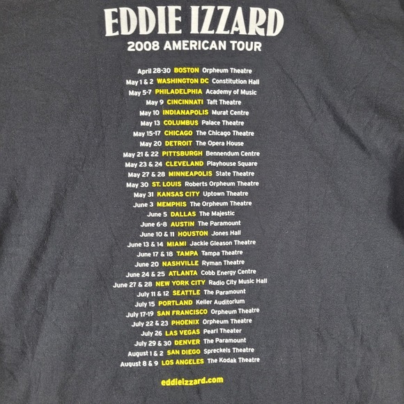 EDDIE IZZARD Stripped 2008 Tour Shirt Adult Size XL Black Short Sleeve Y2K VTG - Picture 2 of 12